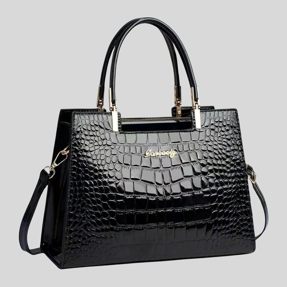 Sac à main en cuir crocodile brillant