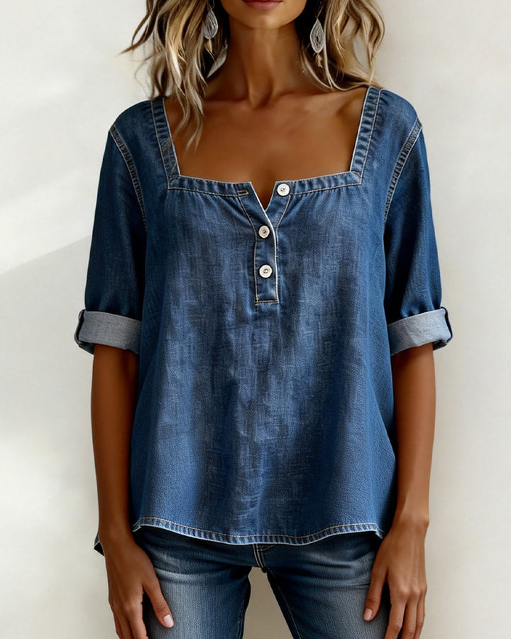 Françoise | Blouse Décontractée à Encolure Carrée