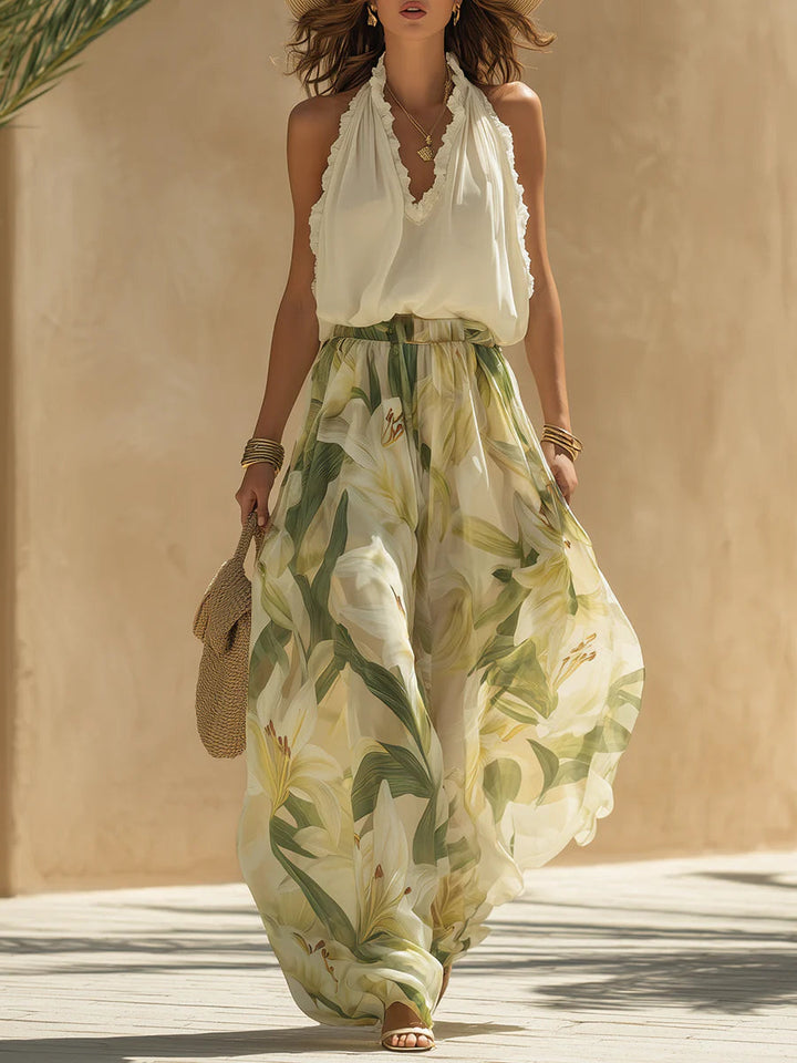 Alessandra | Ensemble Chiffon Imprimé Lys