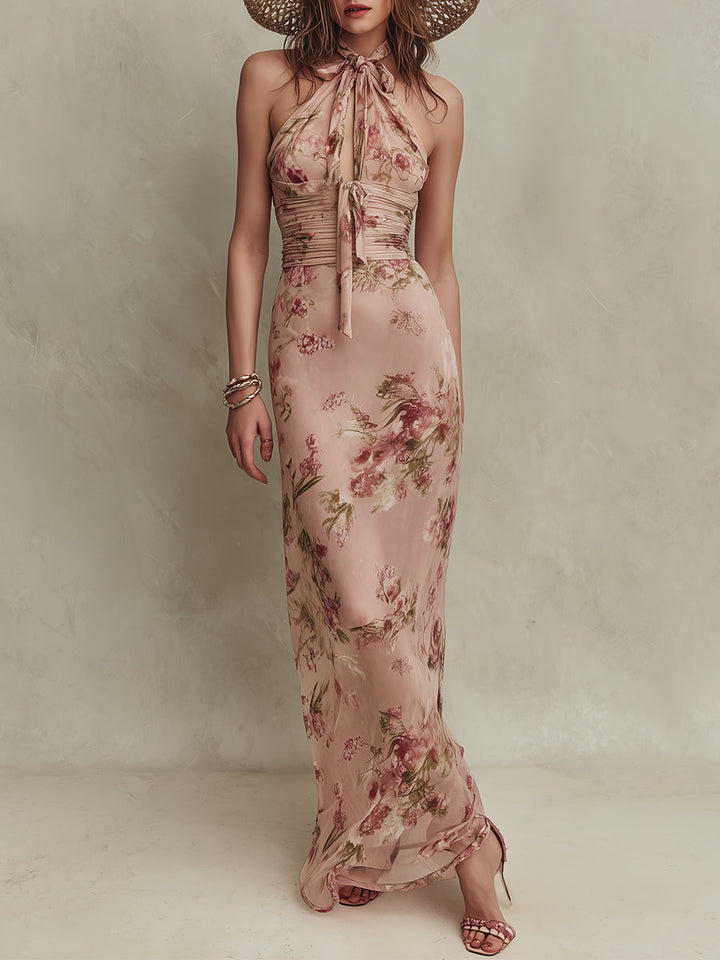 Lia | Robe Maxi Chiffon Florale Élégante