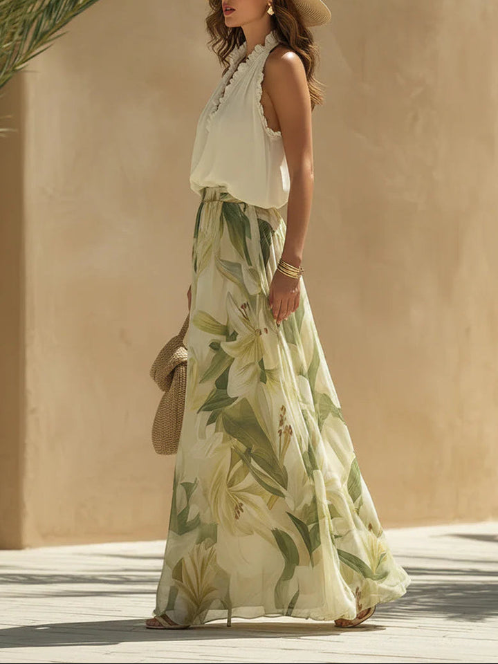 Alessandra | Ensemble Chiffon Imprimé Lys