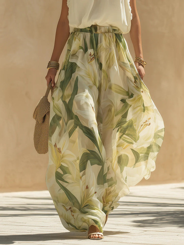 Alessandra | Ensemble Chiffon Imprimé Lys