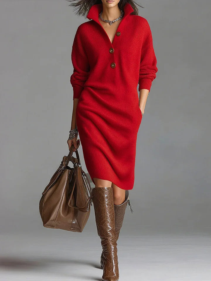 Lena | Robe Pull Élegante à Côtes