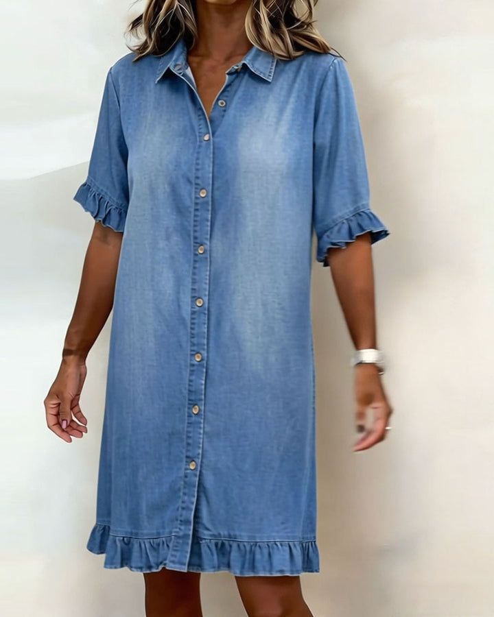 Maria | Robe en Denim Confortable avec Plis Flatteurs