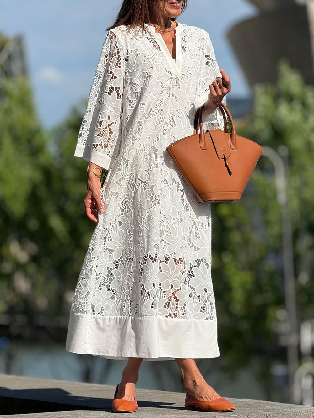 Willow | Robe Midi V-Neck Fleur Glamour de Plage