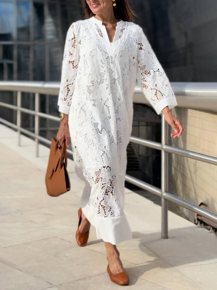 Willow | Robe Midi V-Neck Fleur Glamour de Plage