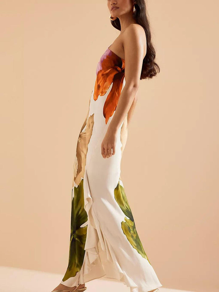 Kira | Robe Maxi Élegante à Imprimé Floral à Épaule Unique