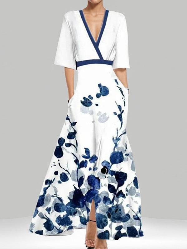 Lea | Robe Maxi Élégante Glamour de Mi-Manche au Bord de Mer