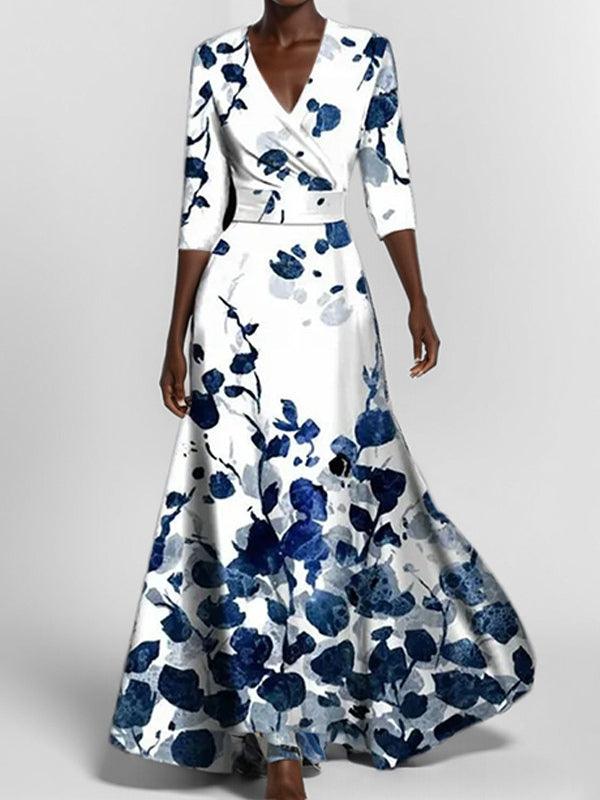 Lea | Robe Maxi Élégante Glamour de Mi-Manche au Bord de Mer