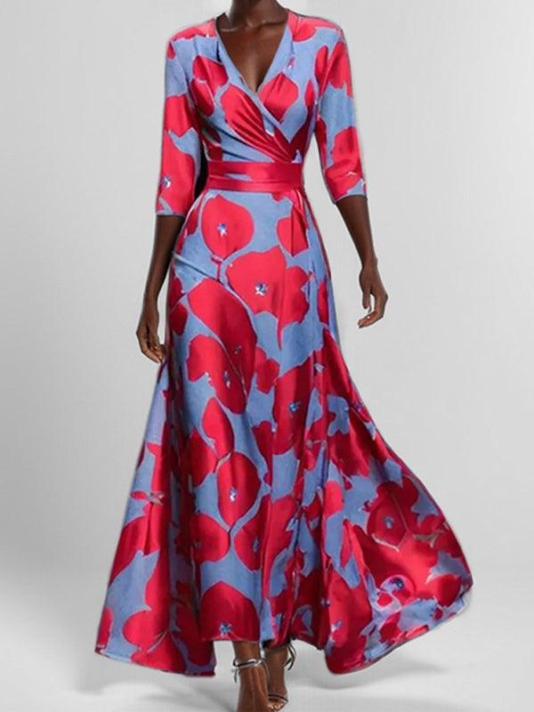 Lea | Robe Maxi Élégante Glamour de Mi-Manche au Bord de Mer