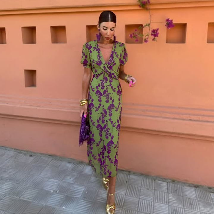 Ernestina™ | Robe Longue Florale Verte
