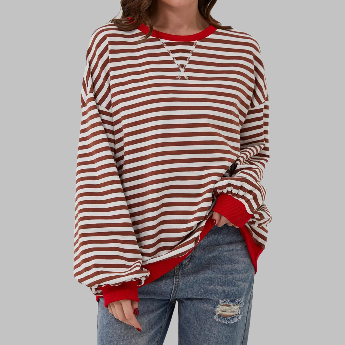 Luka | Pull Rayé à Col Rond et Manches Longues