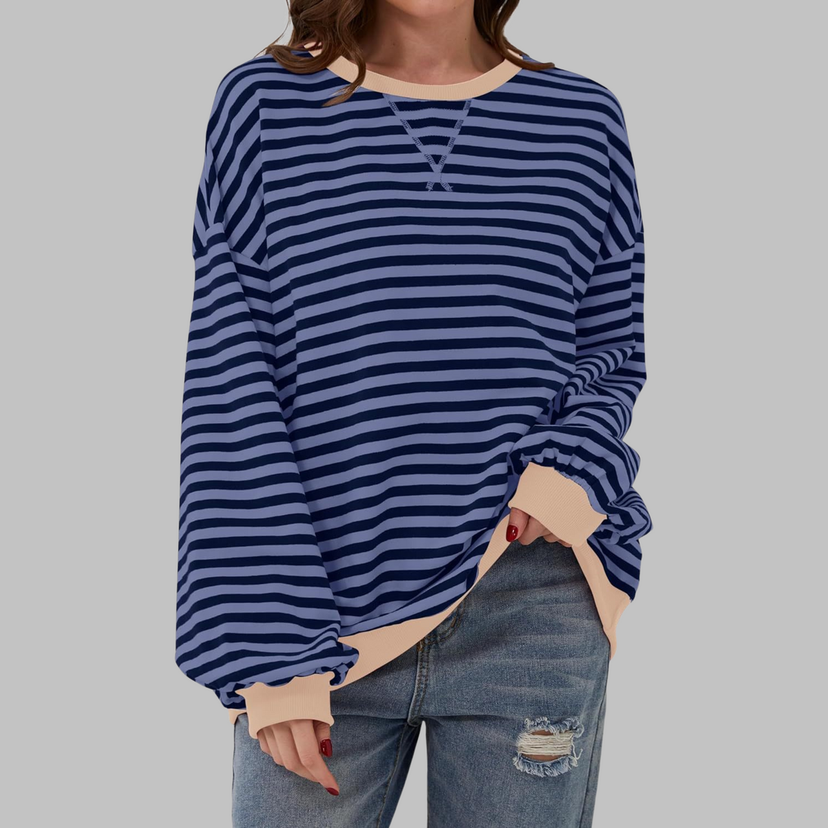 Luka | Pull Rayé à Col Rond et Manches Longues