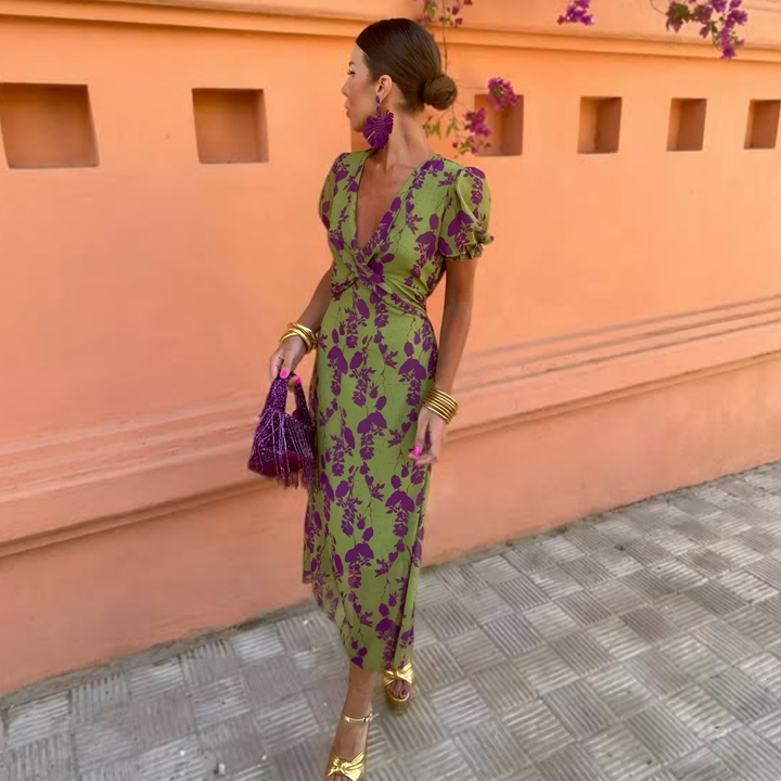 Ernestina™ | Robe Longue Florale Verte