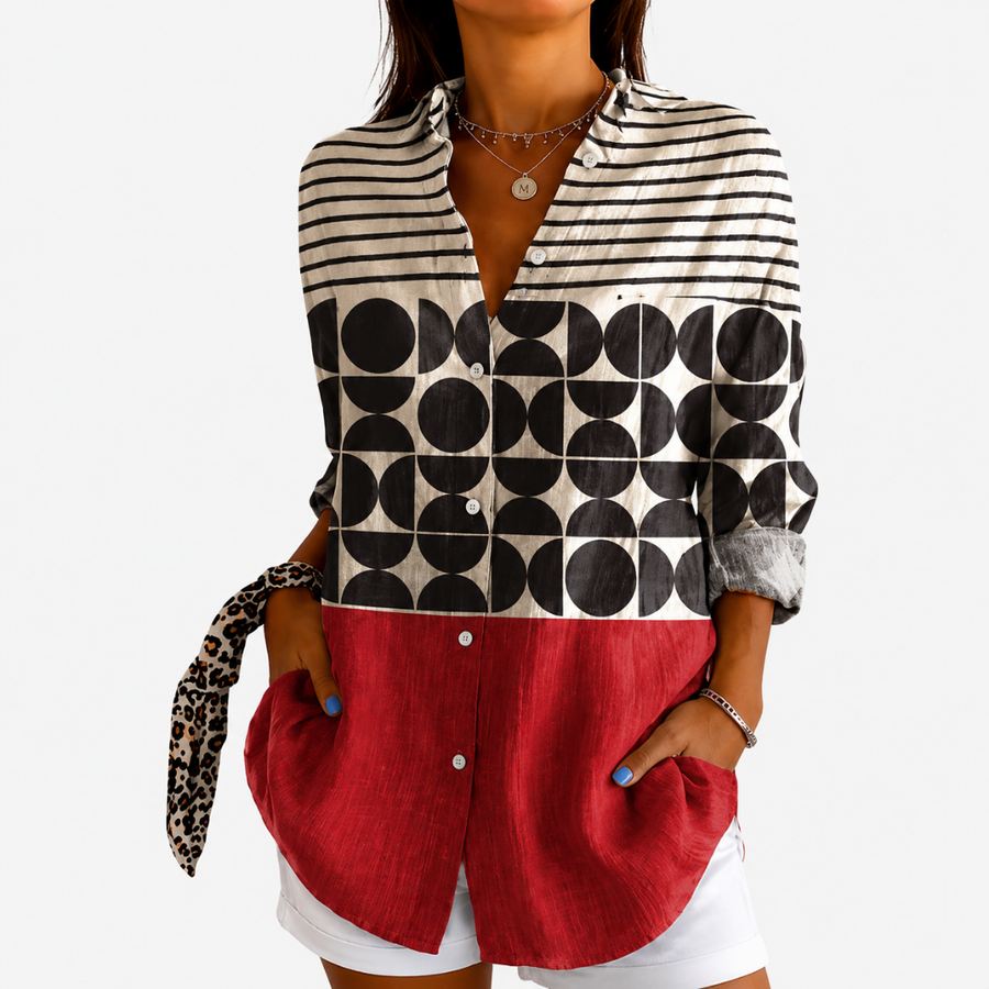 Blouse Colorblock Charme Rétro