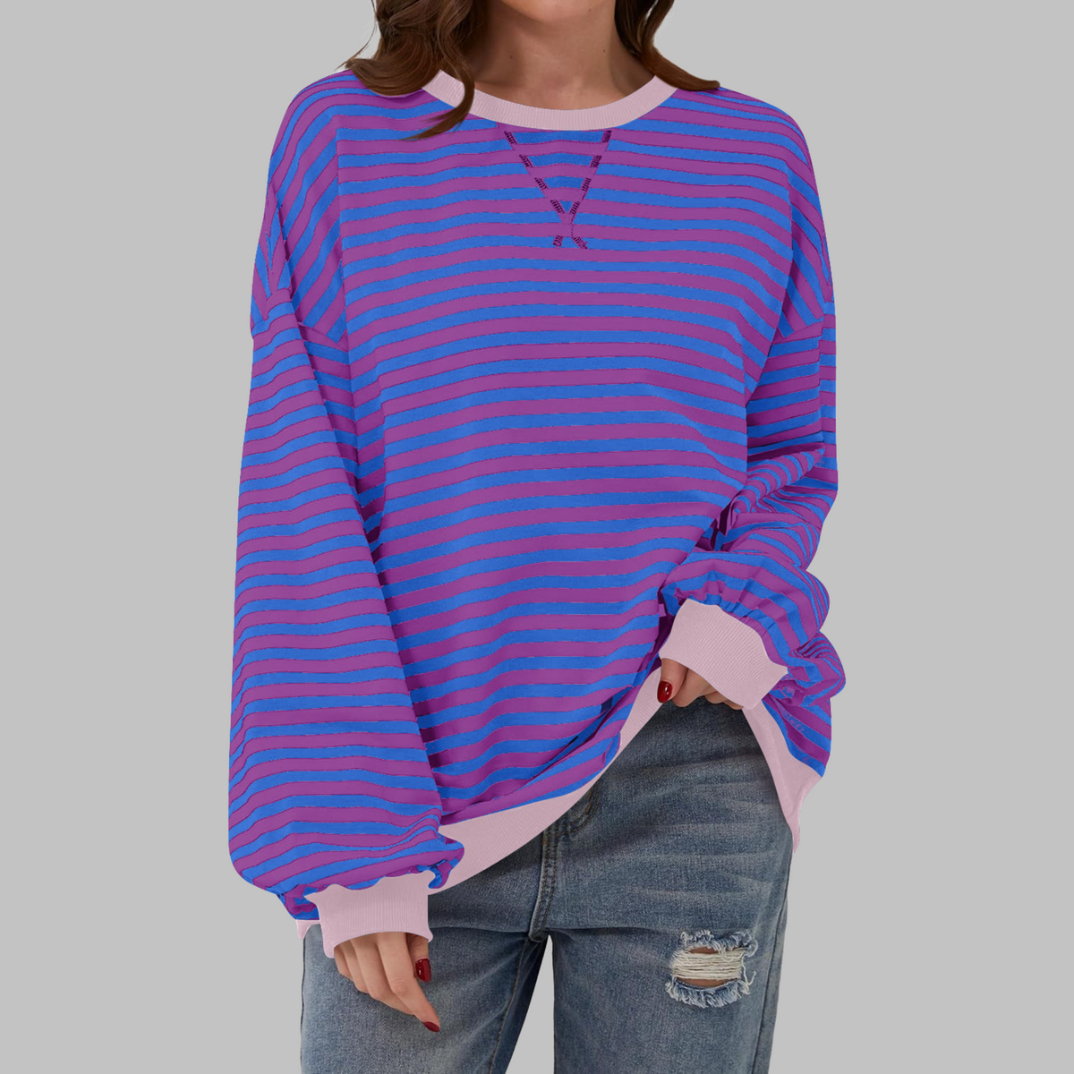 Luka | Pull Rayé à Col Rond et Manches Longues