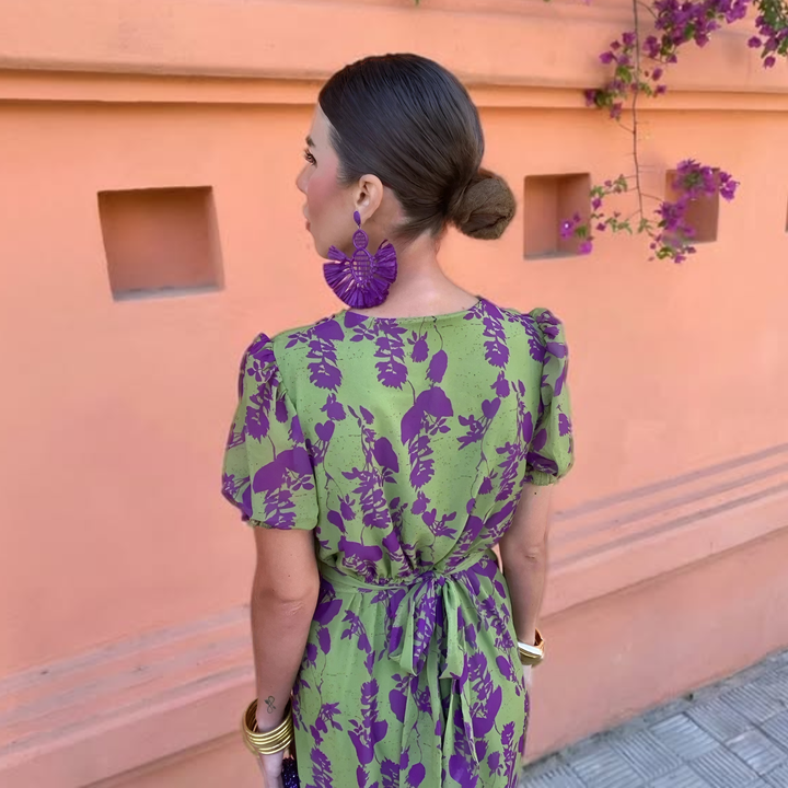 Ernestina™ | Robe Longue Florale Verte