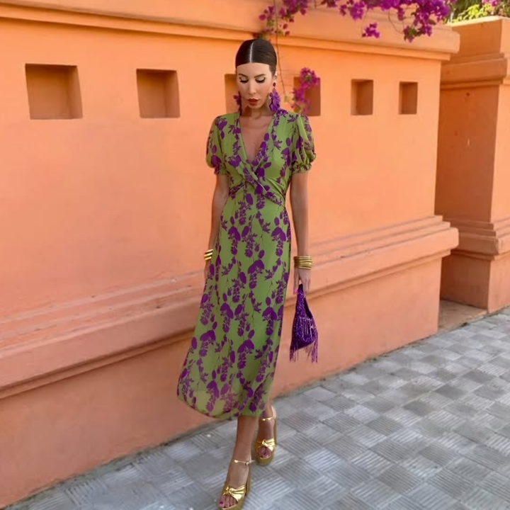 Ernestina™ | Robe Longue Florale Verte