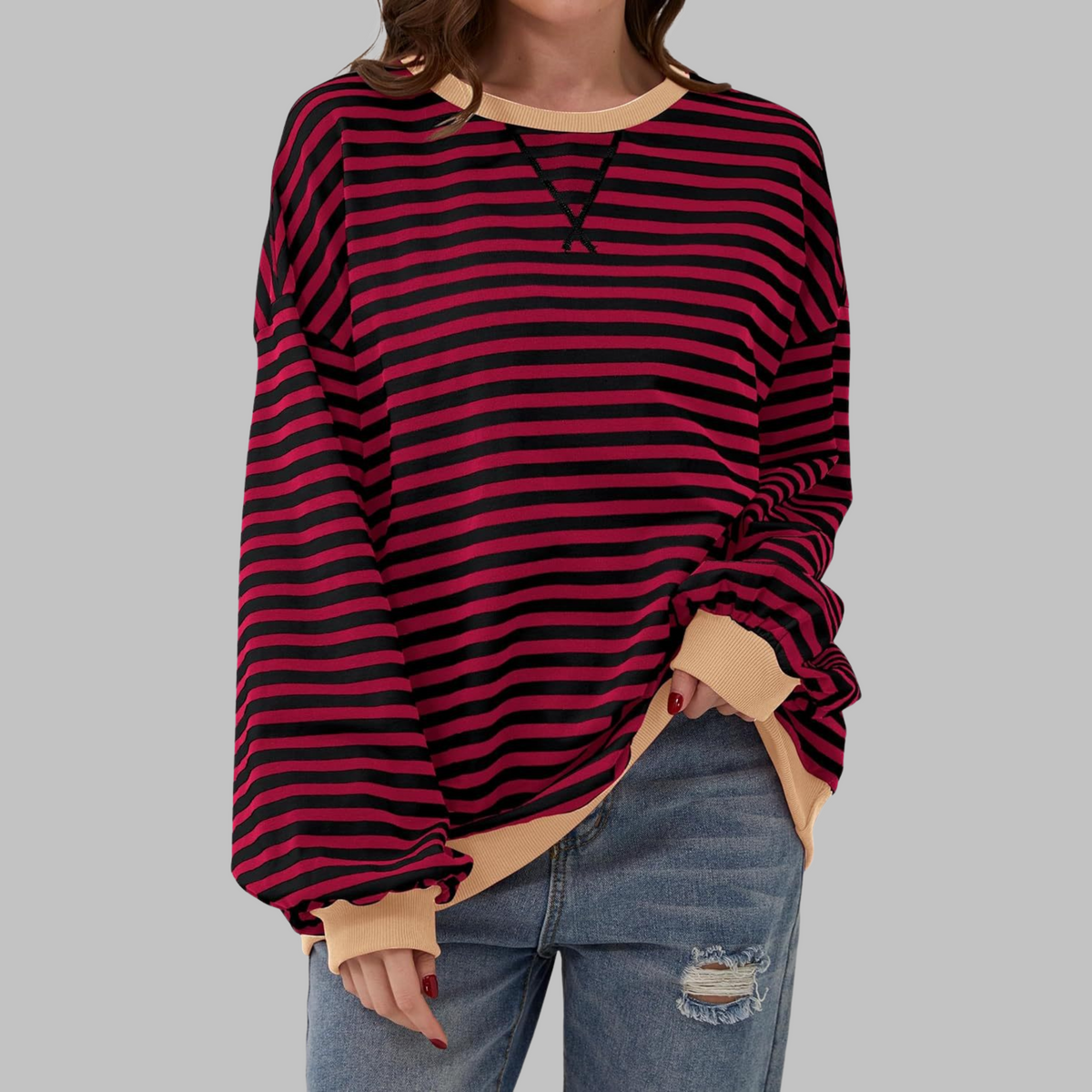 Luka | Pull Rayé à Col Rond et Manches Longues