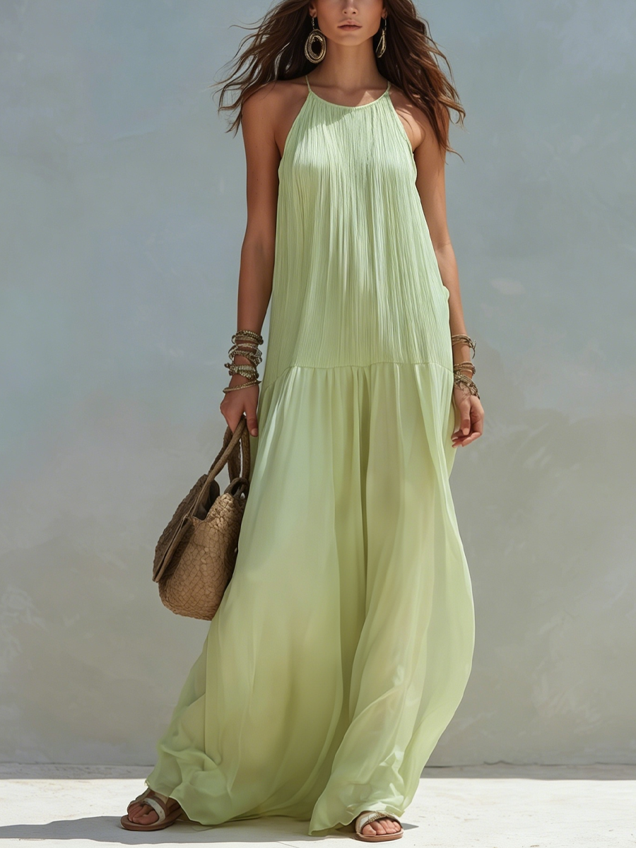 LIVIA | Robe Maxi Boho Pistache