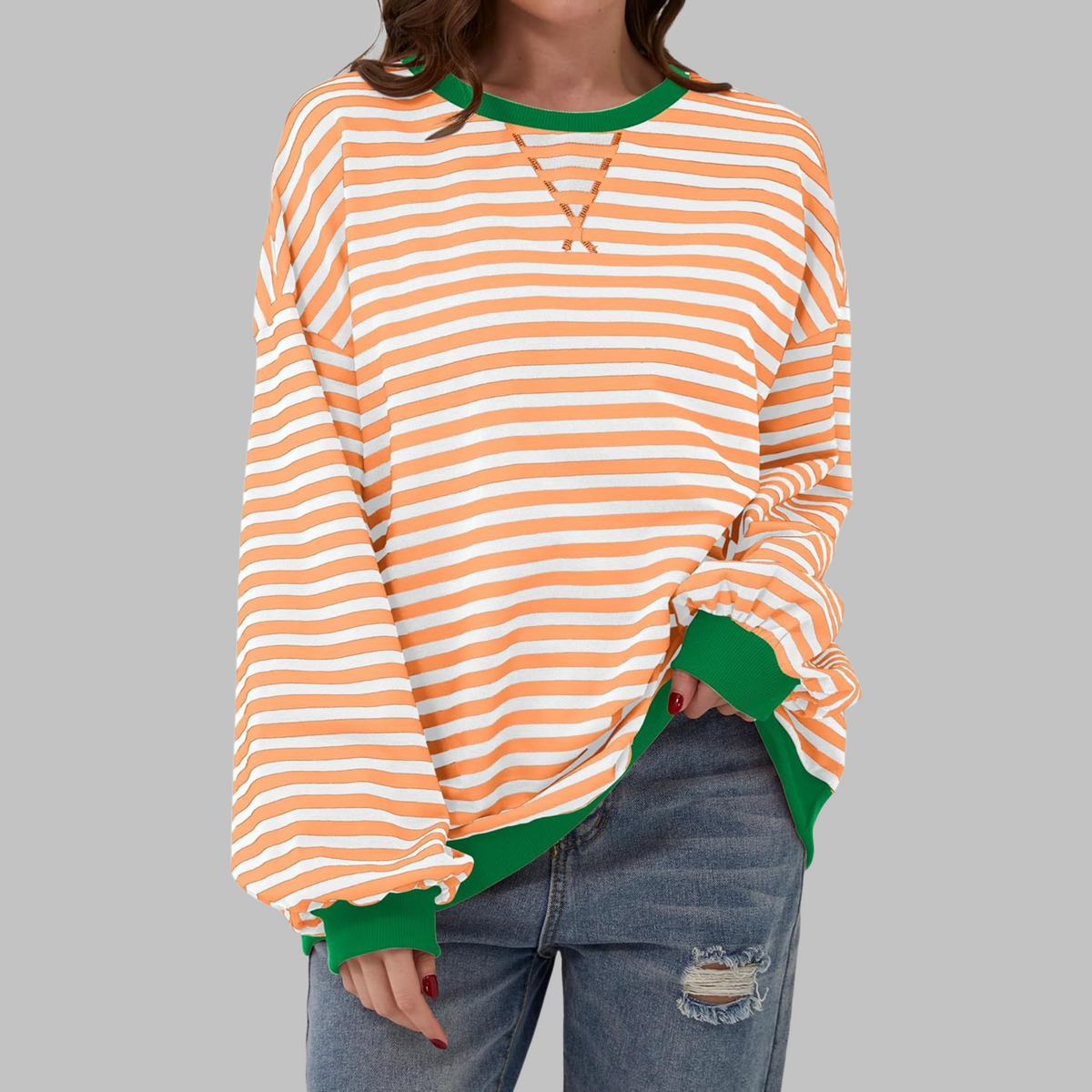 Luka | Pull Rayé à Col Rond et Manches Longues