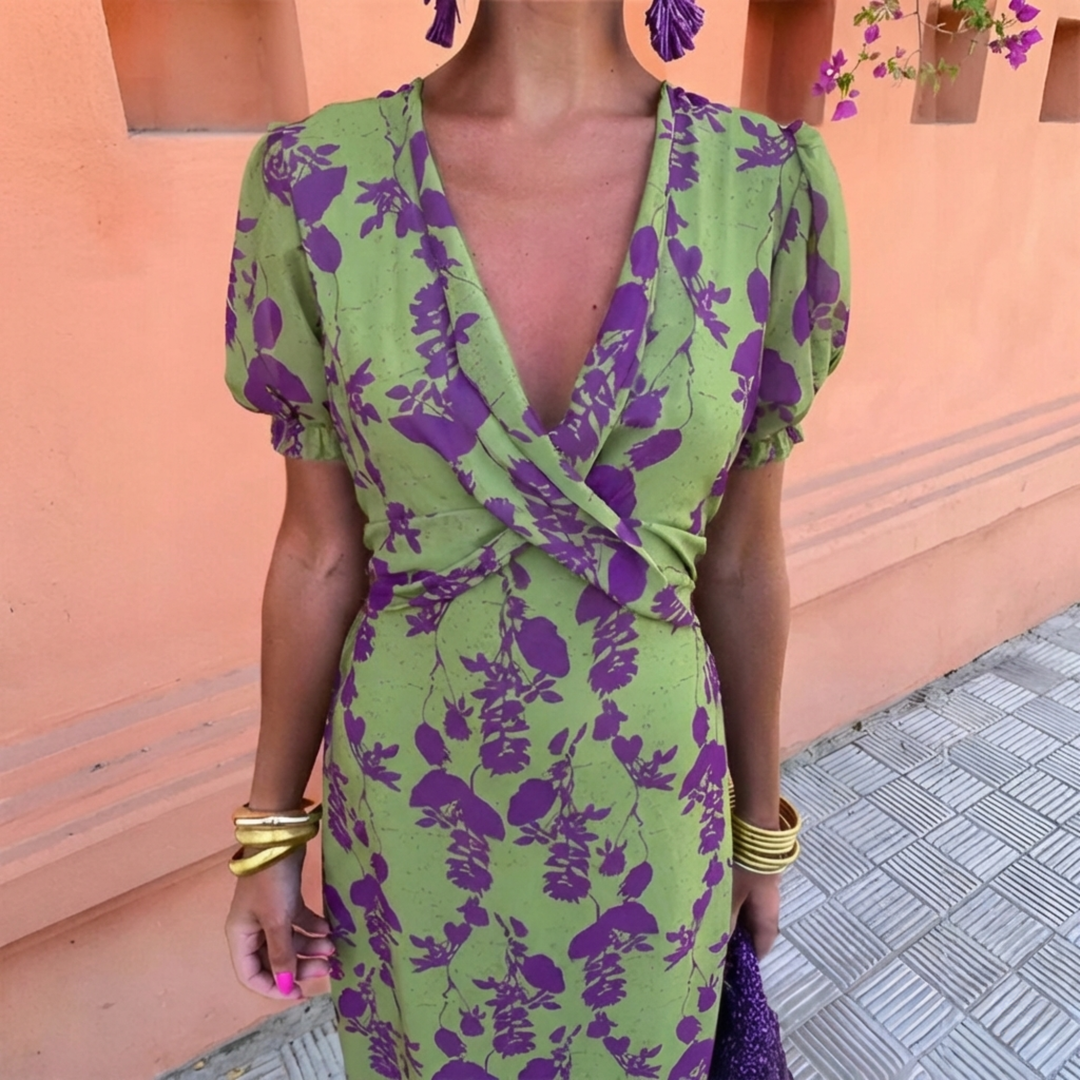 Ernestina™ | Robe Longue Florale Verte