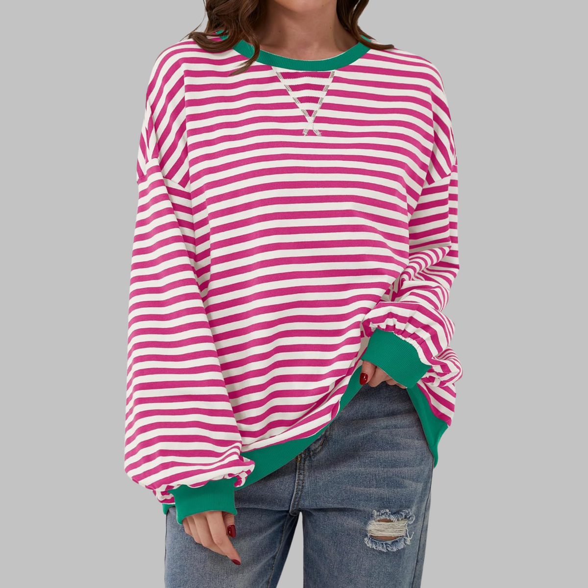 Luka | Pull Rayé à Col Rond et Manches Longues