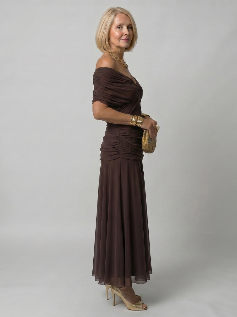 Calen | Robe Midi à Épaules Dégagées