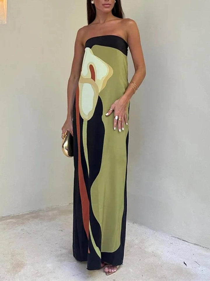Joan | Robe de fête maxi imprimée sans manches au style côtier