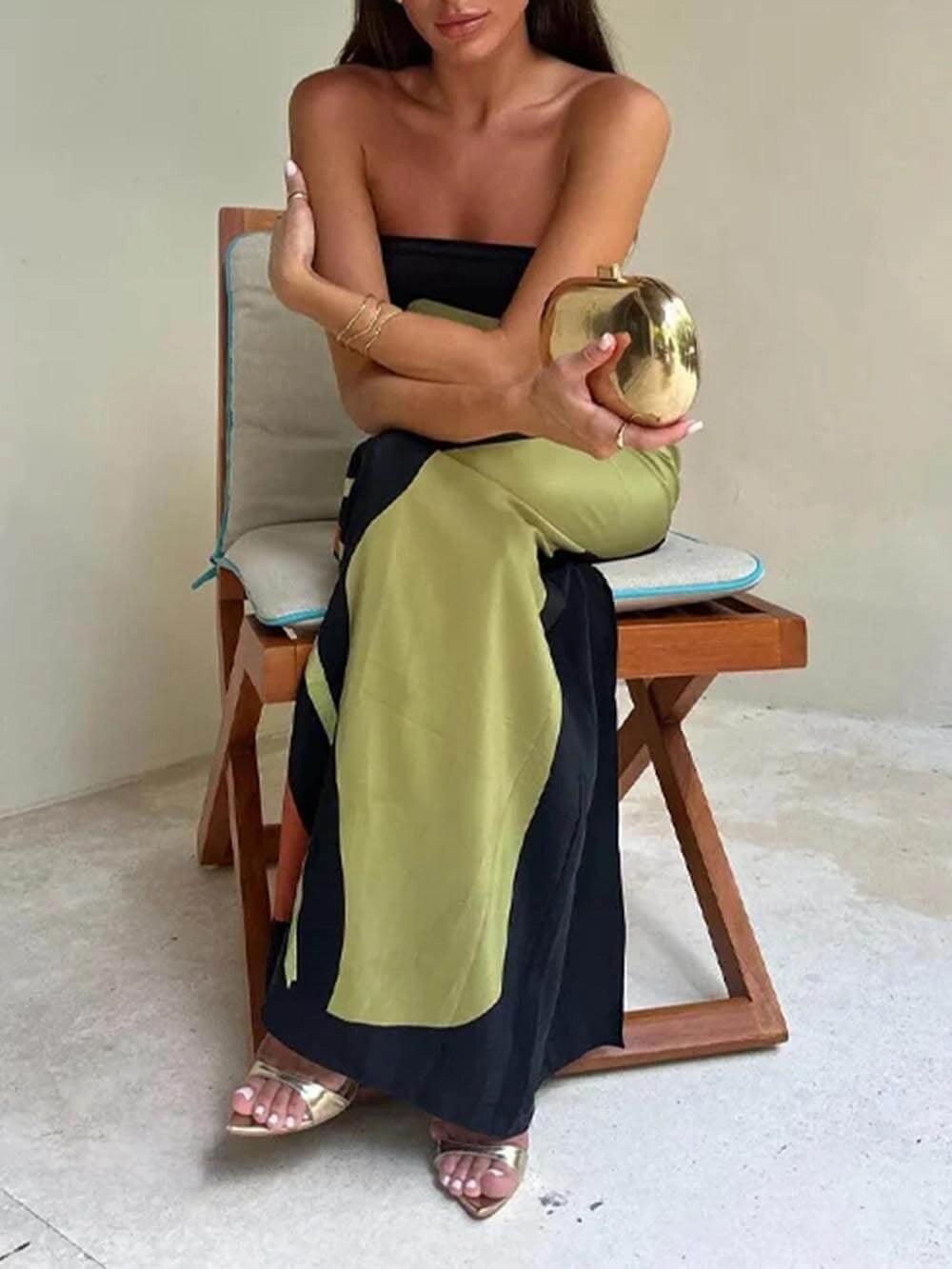 Joan | Robe de fête maxi imprimée sans manches au style côtier