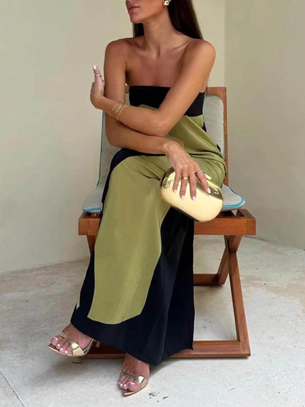 Joan | Robe de fête maxi imprimée sans manches au style côtier