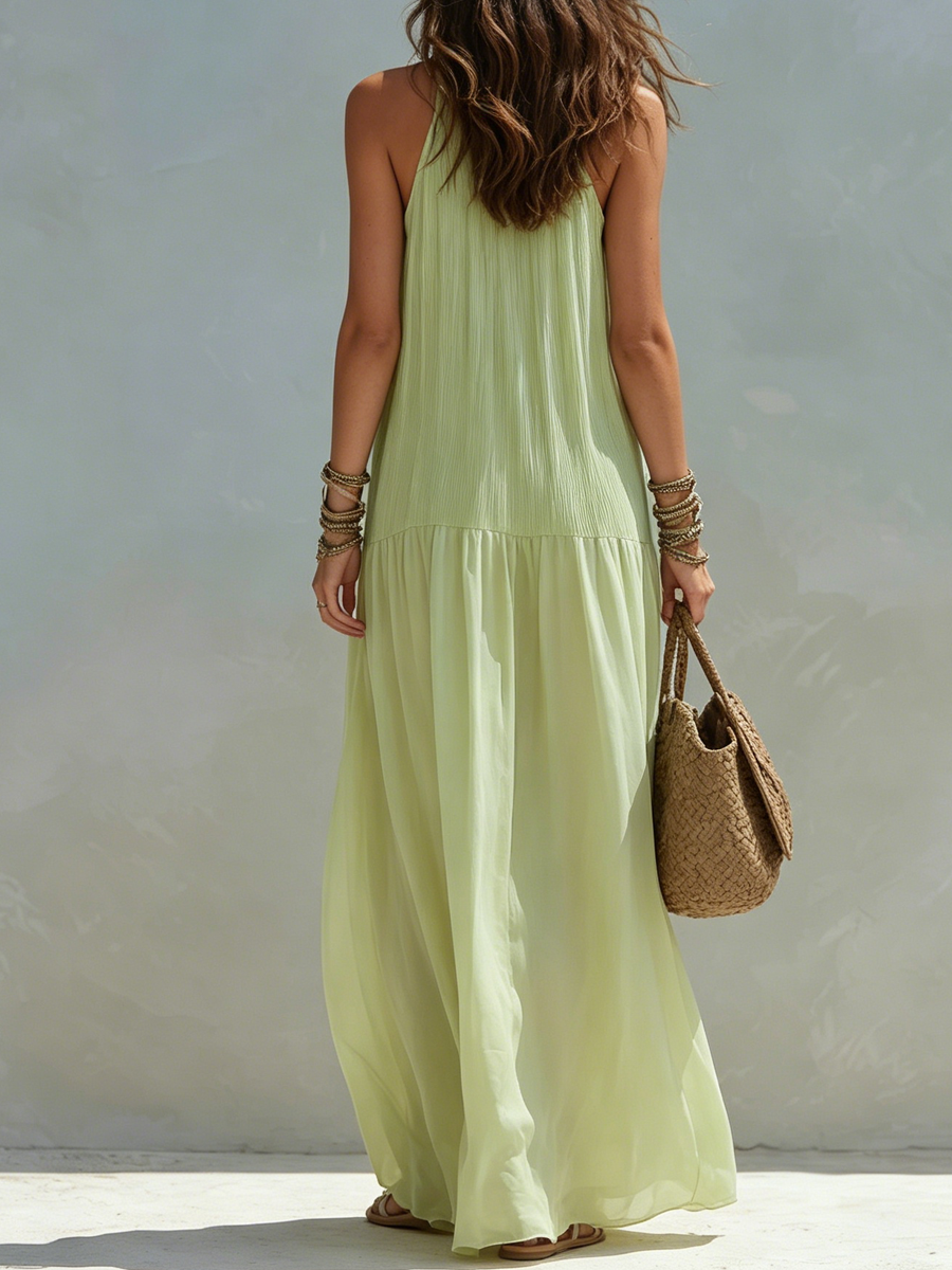 LIVIA | Robe Maxi Boho Pistache