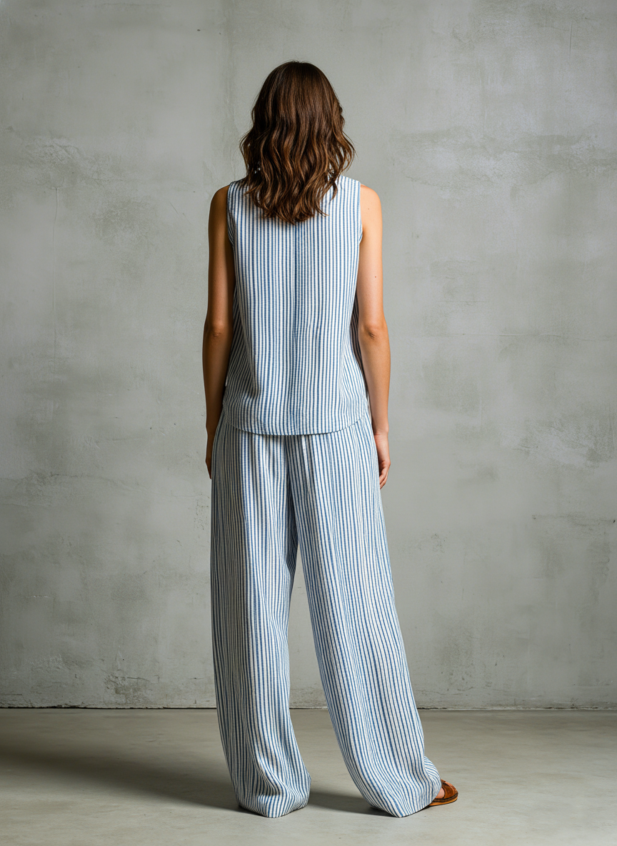 Ensemble de Pantalon à Rayures d'Été