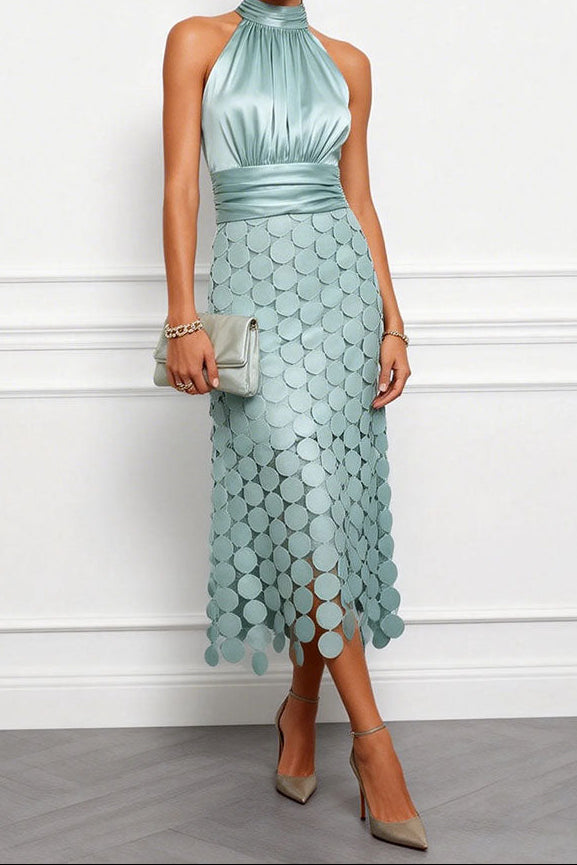 Céline | Robe Midi Dos-Nu à Col Halter