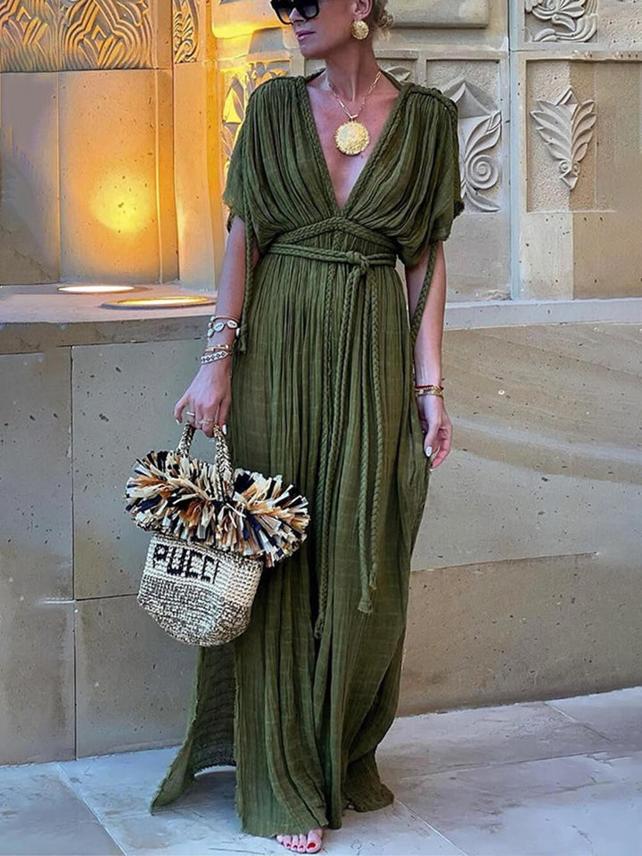 Elena | Kimono Drapé, Robe Maxi à Fente