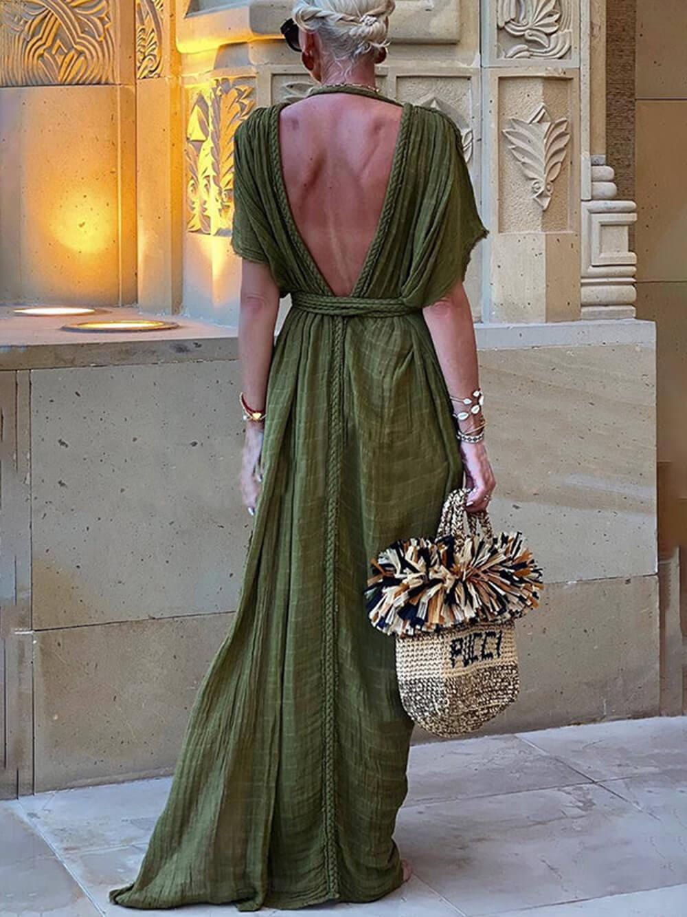 Elena | Kimono Drapé, Robe Maxi à Fente