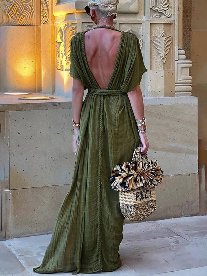 Elena | Kimono Drapé, Robe Maxi à Fente
