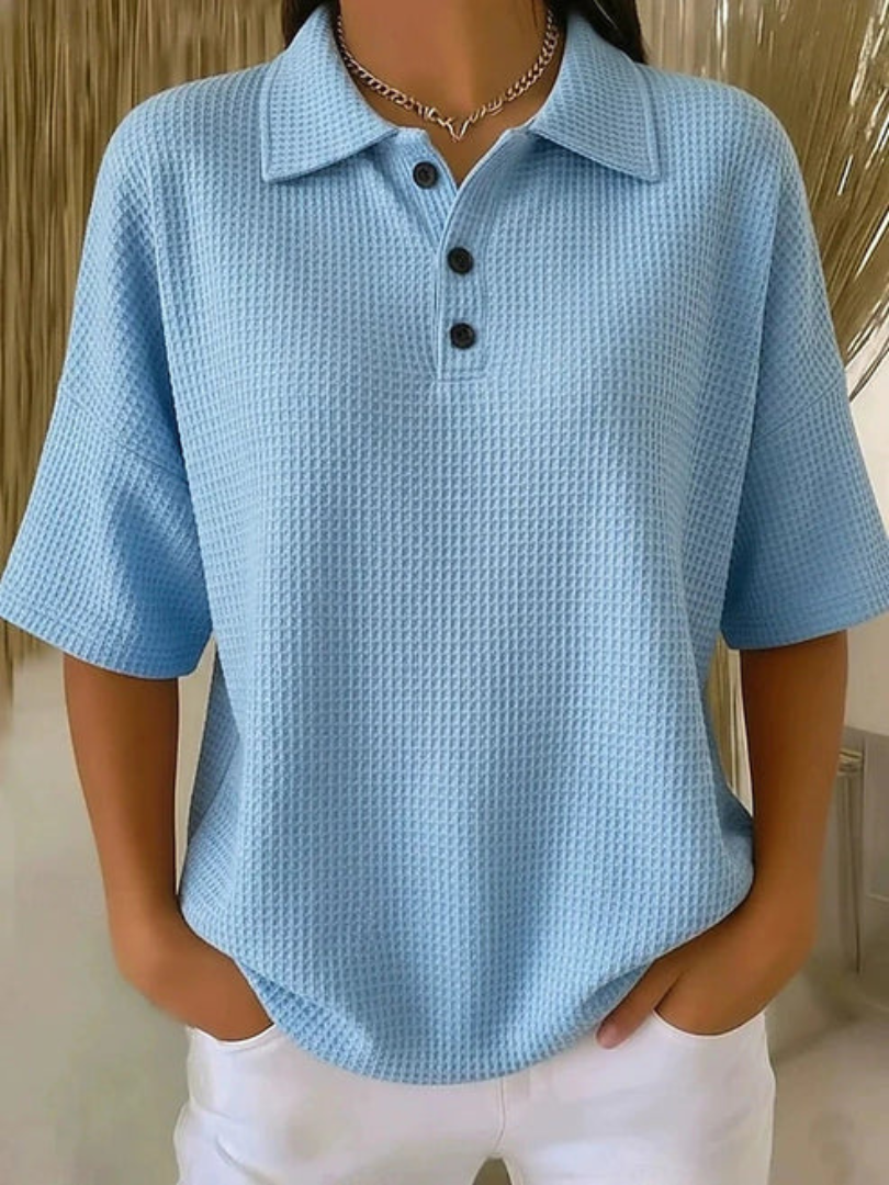 Peggie | Blouse Texturée à Col Polo