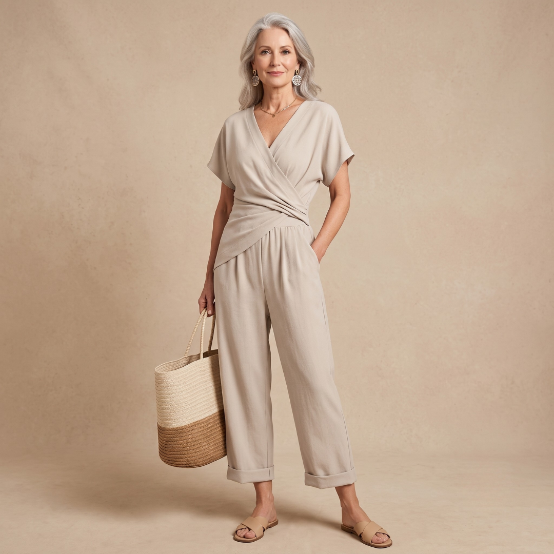 Claudia | Combinaison à Encolure en V et Jambes Amples