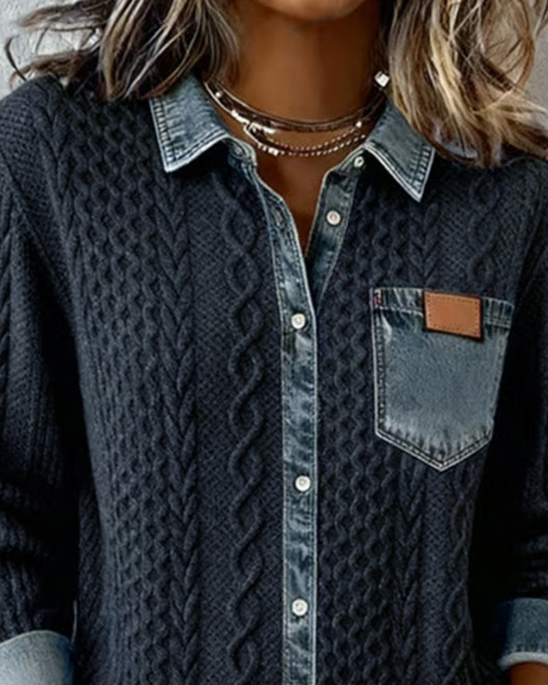 Makayla™ | Chemise maille contrastée