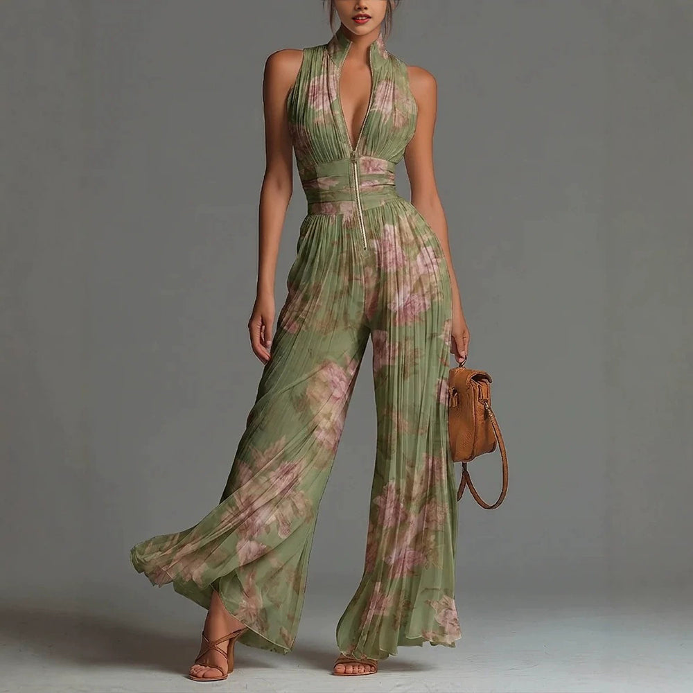 Sofia - Combinaison en Chiffon Floral Plissé