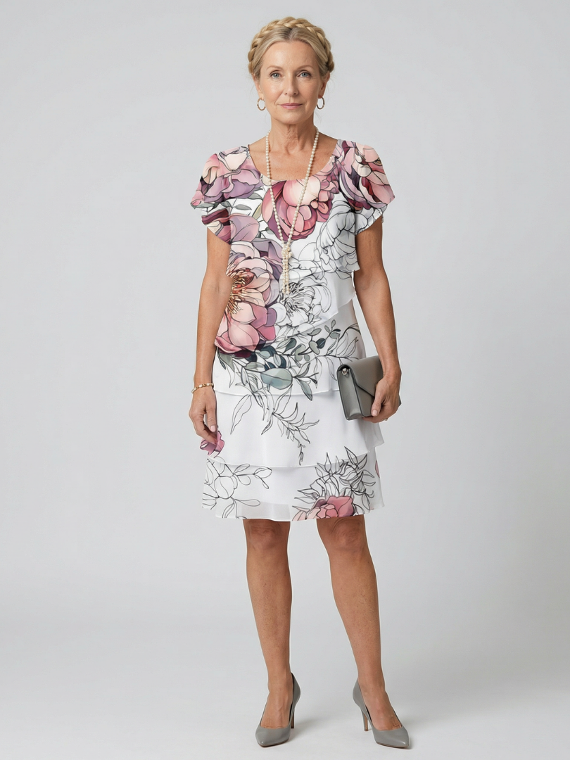 Kualani | Robe florale propre à longueur genou