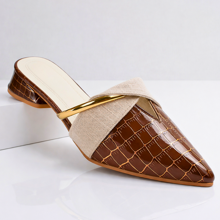 Vivette | Mule Pointue avec Accent Doré
