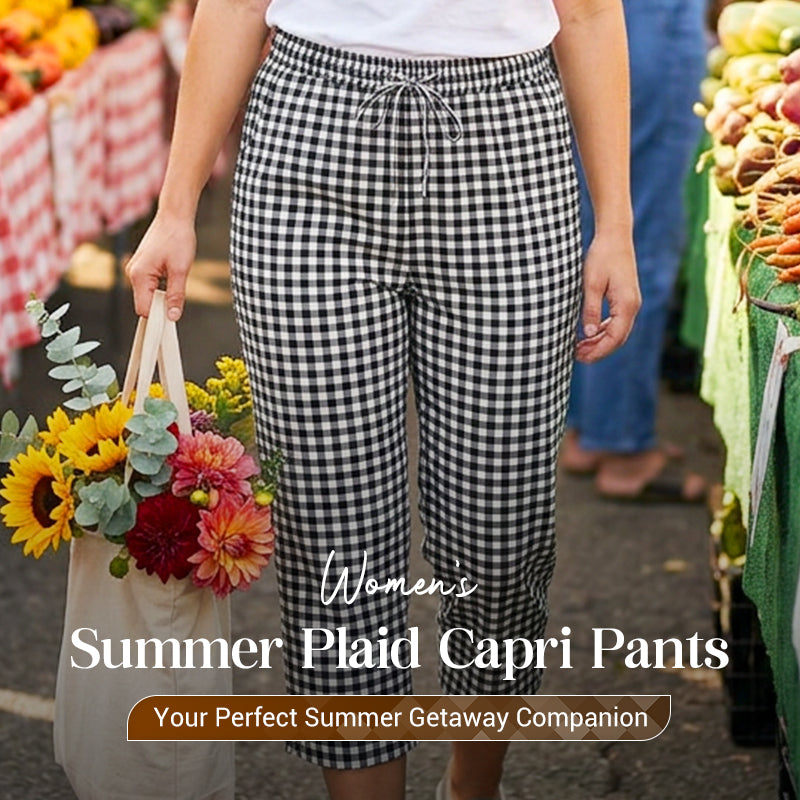 Jessy | Pantalon Capri à Carreaux et Taille Ajustable