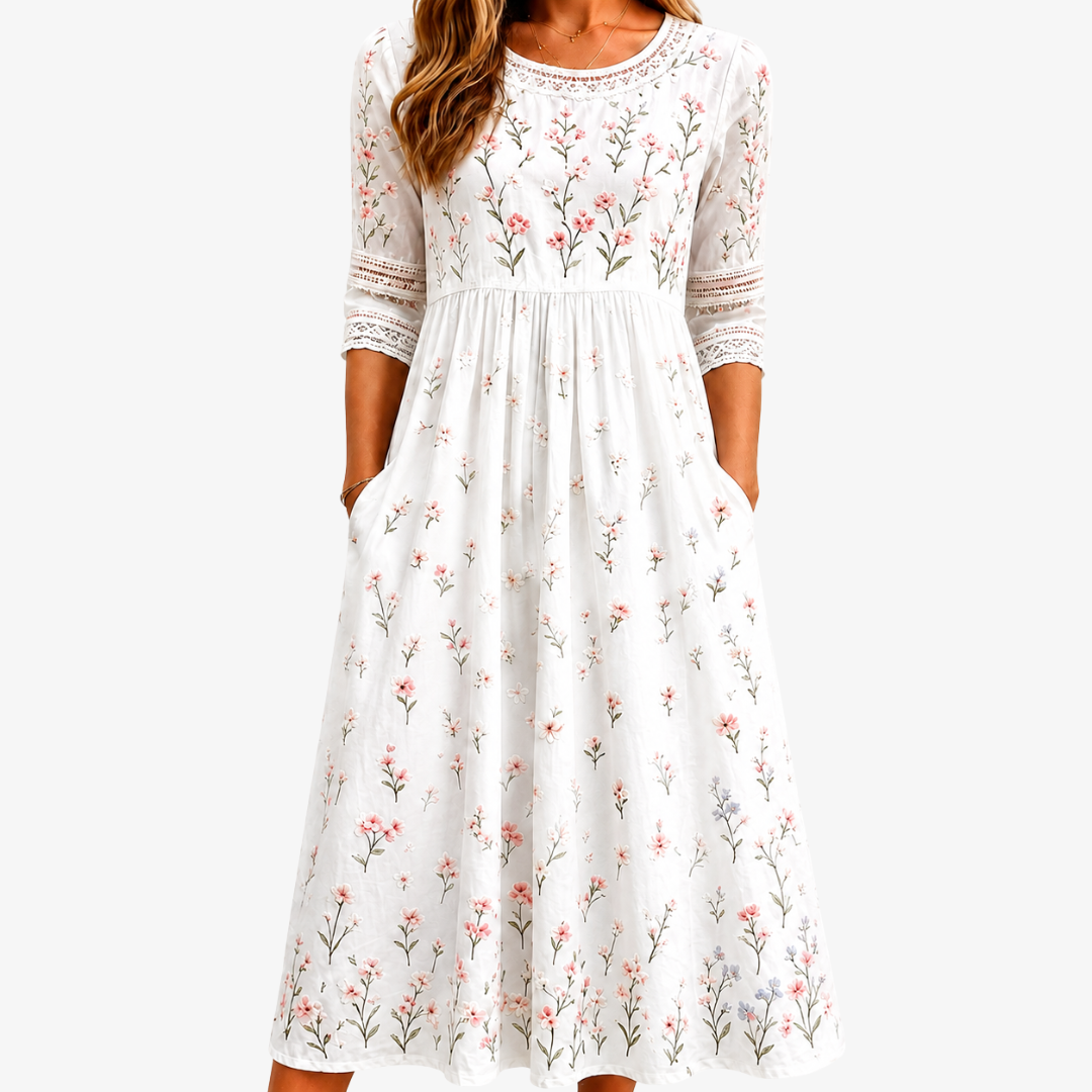 Robe Midi à Poches Fleurie Murmurante