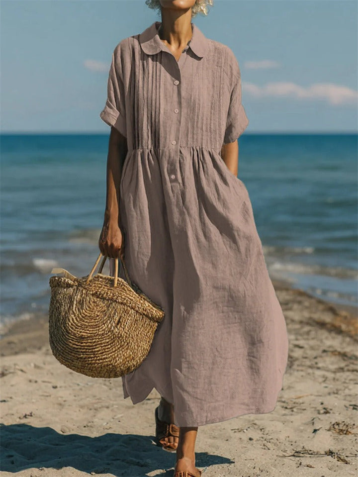 Alice | Robe Chemise en Coton à Boutons