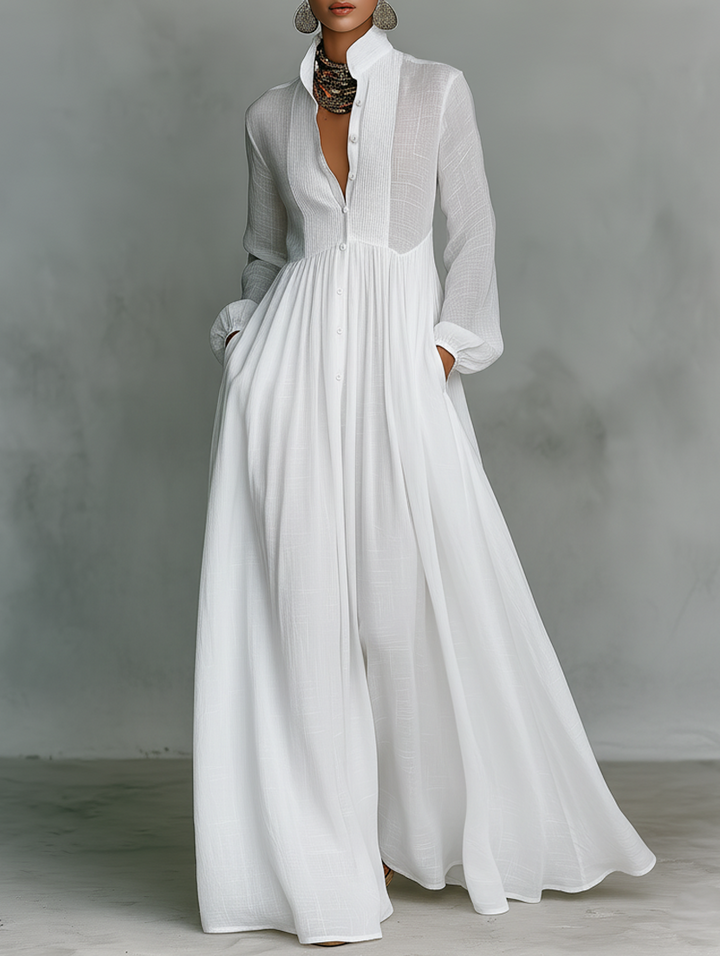 Serena | Robe Maxi Flottante à Boutons