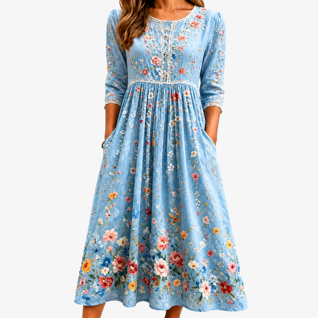 Robe Midi Jardin Sky Blossom