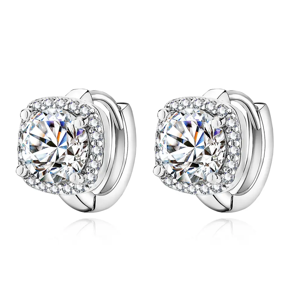 Boucles d'oreilles carrées Nadine | Or Blanc