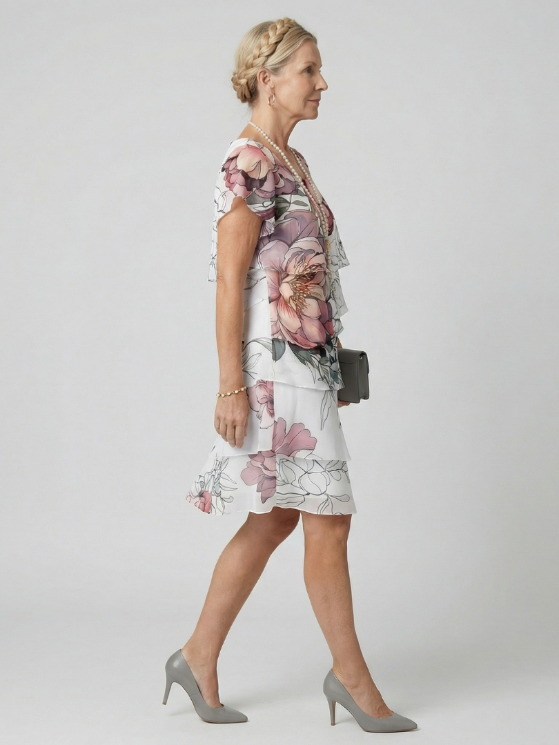 Kualani | Robe florale propre à longueur genou